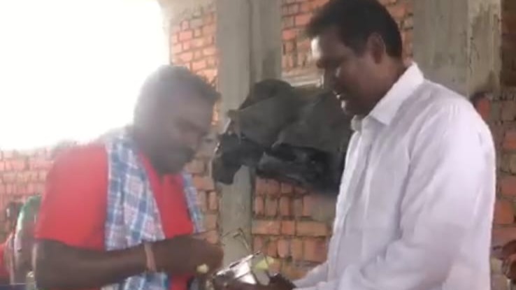 distribution of steel carrier to 50 workers in gannavaram, vijayawada