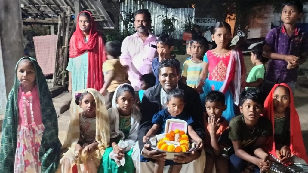 with the poor children in kasipadu of amaravathi parish